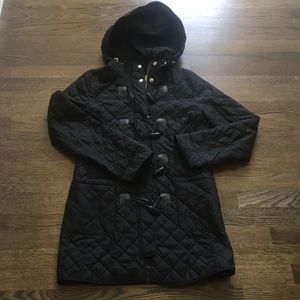 Michael Korda hooded quilted jacket with toggles